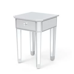 Set Mirrored Nightstand Bedside Table End Table Console Entryway Bedside Sofa Table With Drawer For Bedroom Living Room Silver