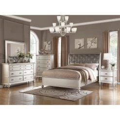 Classic Bedroom Elegant Nightstand Beige / White Finish Or Silver 2-Drawers Bedside Table Plywood Gray+Beige -Bedroom Furniture Shop 008d36b1625f49d7b60fdb48cda713f6