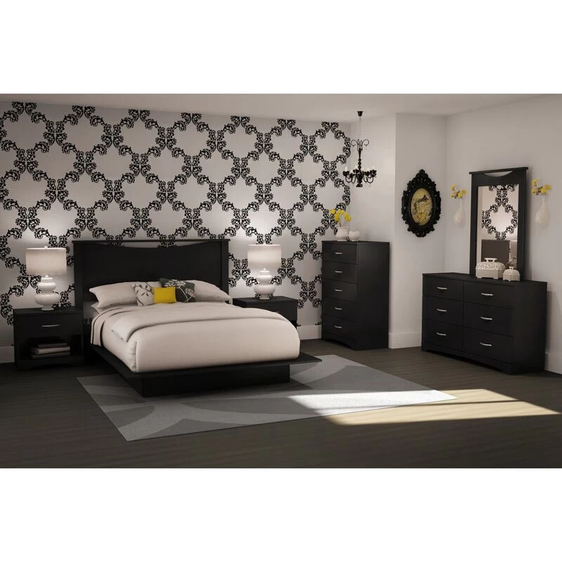 QuikFurn 6-Drawer Dresser For Contemporary Bedroom In Black Finish Black 4 QuikFurn 6-Drawer Dresser For Contemporary Bedroom In Black Finish Black - Image 2