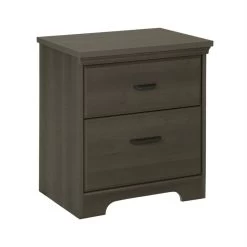 QuikFurn 2-Drawer Bedroom Nightstand In Gray Maple Wood Finish Grey Maple