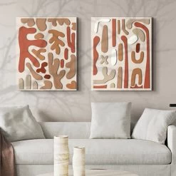 2 Pieces 3D Modern Abstract Wall Decor Set Rectangle Painting Art Living Room Bedroom