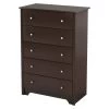 QuikFurn Dark Brown Chocolate Wood Finish 5-Drawer Bedroom Chest Of Drawers Dark Brown  -Bedroom Furniture Shop 07e5928949514bb189b3dfd79212cbe2