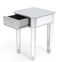 Set Mirrored Nightstand Bedside Table End Table Console Entryway Bedside Sofa Table With Drawer For Bedroom Living Room Silver -Bedroom Furniture Shop 07f8f2c54b7944bbb6dbefa6cadc4108