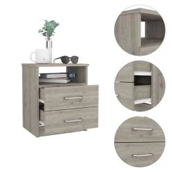 Homezia Modern And Stylish Light Grey Particle Bedroom Nightstand -Bedroom Furniture Shop 0aa1b81ab55f4c8392affa0a00902160