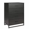 QuikFurn Modern 4-Drawer Bedroom Chest Dresser In Rustic Black Wood Finish Black -Bedroom Furniture Shop 0b8570b13aa34540963de4a162b0d9c5