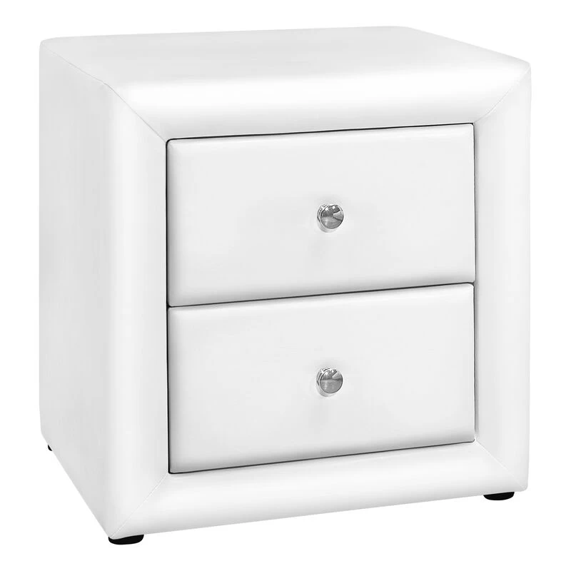 Monarch Specialties I 5600 Bedroom Accent, Nightstand, End, Side, Lamp, Storage Drawer, Bedroom, Upholstered, Pu Leather Look, White, Transitional 3 Monarch Specialties I 5600 Bedroom Accent, Nightstand, End, Side, Lamp, Storage Drawer, Bedroom, Upholstered, Pu Leather Look, White, Transitional