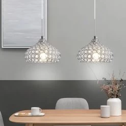 1-Light Crystal Ceiling Pendant Light Fixture For Dining Room Bedroom - 7.1x7.1" Lampshade 34 1-Light Crystal Ceiling Pendant Light Fixture For Dining Room Bedroom - 7.1x7.1" Lampshade -Bedroom Furniture Shop 1 Light Crystal Ceiling Pendant Light Fixture for Dining Room Bedroom 12
