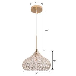 1-Light Crystal Ceiling Pendant Light Fixture For Dining Room Bedroom - 7.1x7.1" Lampshade 36 1-Light Crystal Ceiling Pendant Light Fixture For Dining Room Bedroom - 7.1x7.1" Lampshade -Bedroom Furniture Shop 1 Light Crystal Ceiling Pendant Light Fixture for Dining Room Bedroom 14
