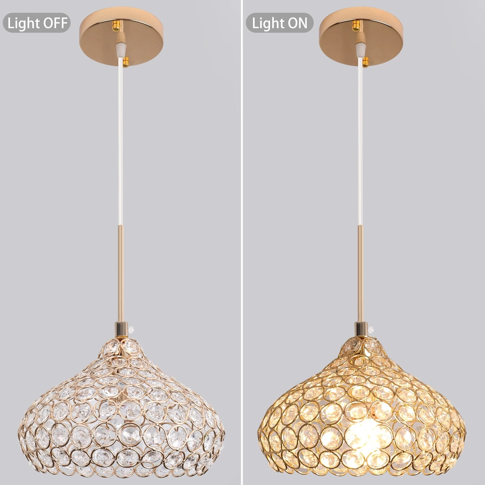 1-Light Crystal Ceiling Pendant Light Fixture For Dining Room Bedroom - 7.1x7.1" Lampshade 22 1-Light Crystal Ceiling Pendant Light Fixture For Dining Room Bedroom - 7.1x7.1" Lampshade - Image 20