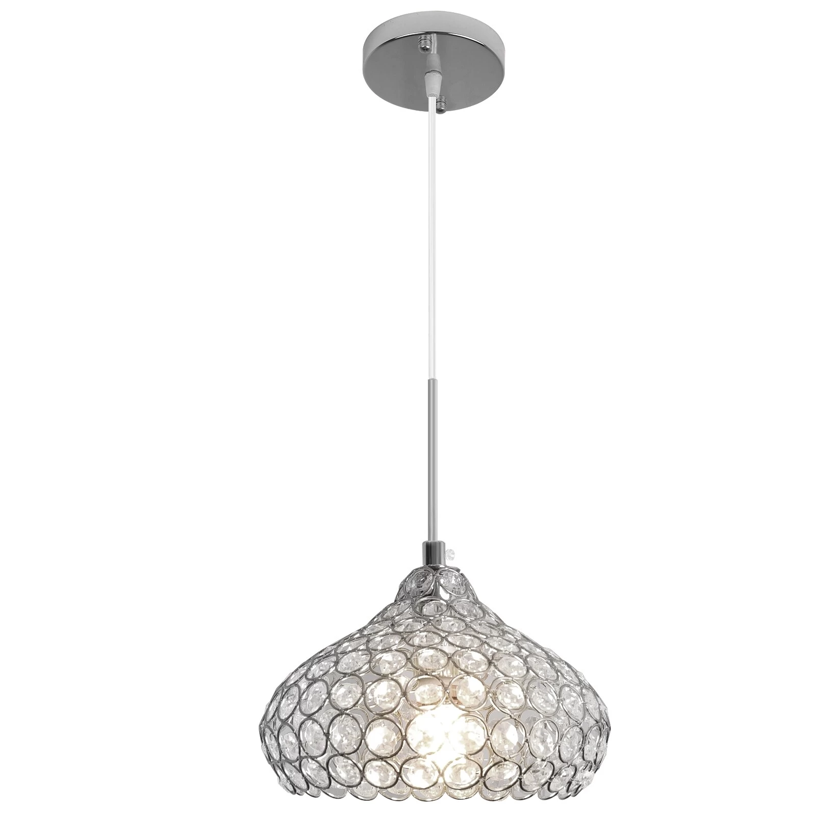 1-Light Crystal Ceiling Pendant Light Fixture For Dining Room Bedroom - 7.1x7.1" Lampshade 7 1-Light Crystal Ceiling Pendant Light Fixture For Dining Room Bedroom - 7.1x7.1" Lampshade - Image 5