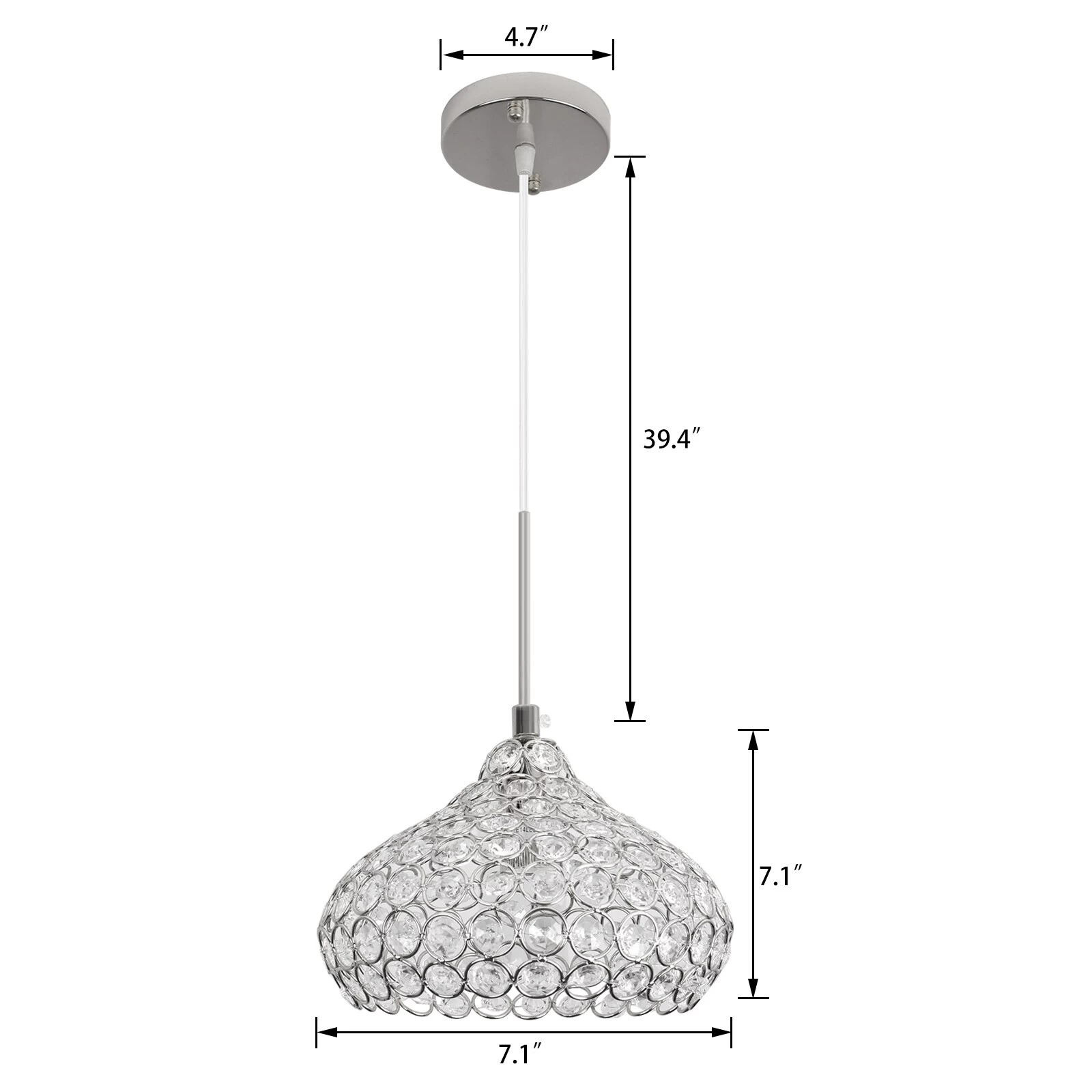 1-Light Crystal Ceiling Pendant Light Fixture For Dining Room Bedroom - 7.1x7.1" Lampshade 8 1-Light Crystal Ceiling Pendant Light Fixture For Dining Room Bedroom - 7.1x7.1" Lampshade - Image 6