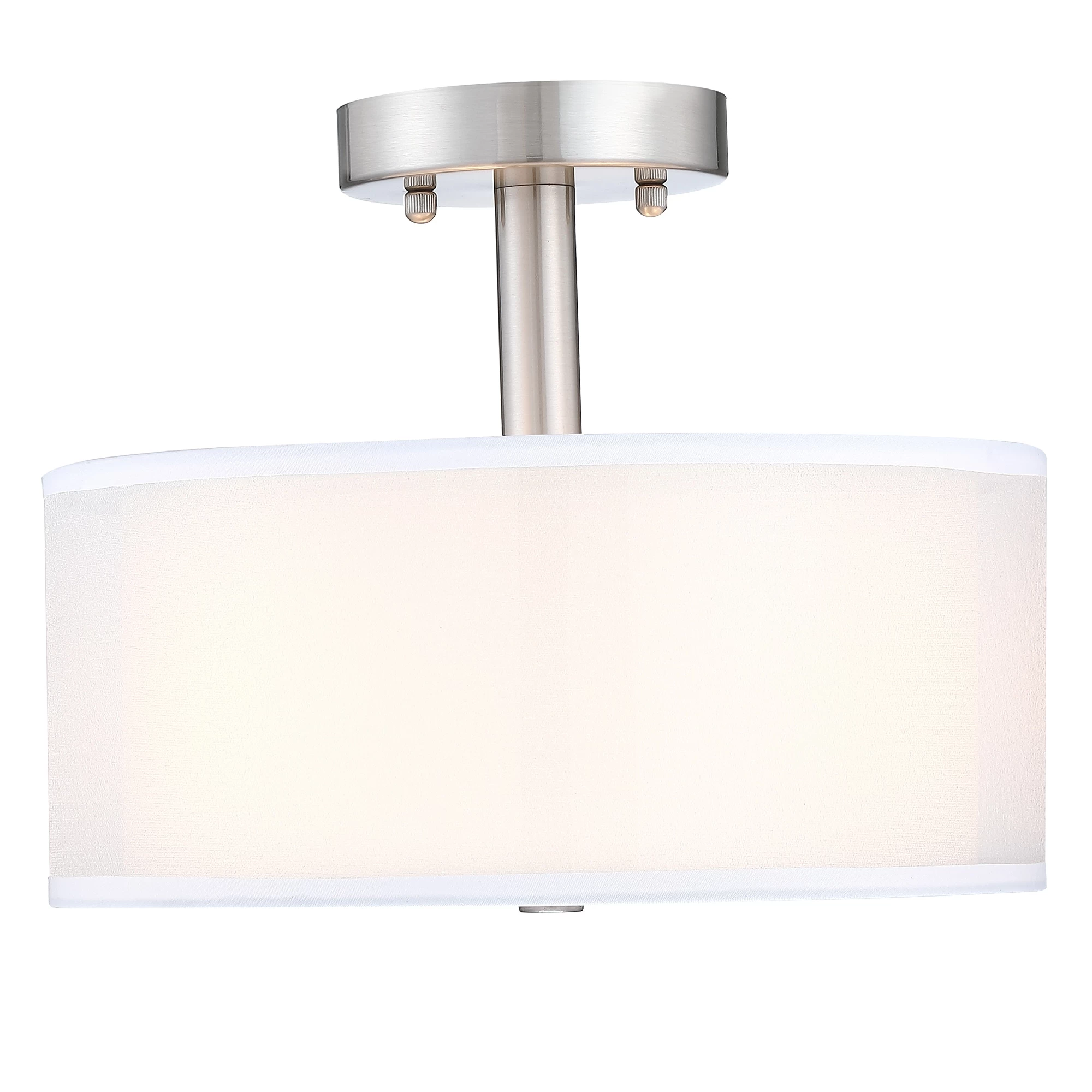 11.81 In 3-Light Modern Semi Flush Mount Ceiling Light Fixture With Fabric Shade For Bedroom, Living Room, Kitchen, Hallway,E26 4 11.81 In 3-Light Modern Semi Flush Mount Ceiling Light Fixture With Fabric Shade For Bedroom, Living Room, Kitchen, Hallway,E26 - Image 2