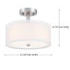 11.81 In 3-Light Modern Semi Flush Mount Ceiling Light Fixture With Fabric Shade For Bedroom, Living Room, Kitchen, Hallway,E26