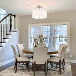 11.81 In 3-Light Modern Semi Flush Mount Ceiling Light Fixture With Fabric Shade For Bedroom, Living Room, Kitchen, Hallway,E26 11 11.81 In 3-Light Modern Semi Flush Mount Ceiling Light Fixture With Fabric Shade For Bedroom, Living Room, Kitchen, Hallway,E26 -Bedroom Furniture Shop 11.81 in 3 Light Modern Semi Flush Mount Ceiling Light Fixture with Fabric Shade for Bedroom2C Living Room2C Kitchen2C Hallway2CE26 4