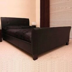 Oxford Leather Sleigh Bed