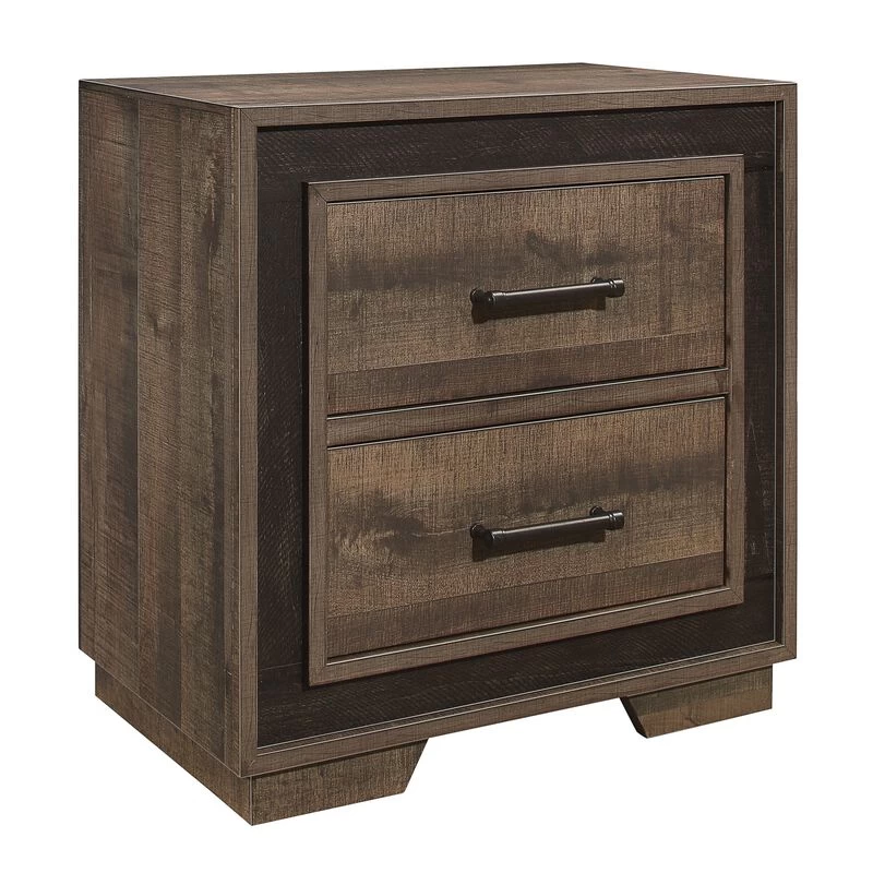 Rustic Style 1pc Nightstand Two-Tone Finish Embossed Faux-Wood Bedside Table Bedroom Furniture Multicolor 7 Rustic Style 1pc Nightstand Two-Tone Finish Embossed Faux-Wood Bedside Table Bedroom Furniture Multicolor - Image 5