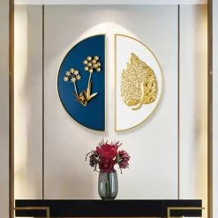 2 Pieces Glam Metal Bedroom Wall Decor Home Art In Gold & Blue With Semi-Circle Design -Bedroom Furniture Shop 12612be3bb3349a8881ddef317466c67