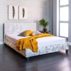 Emma Modern Italian Silver Fabric Bed Frame