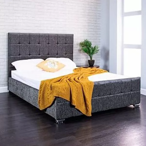 Charcoal Renata Cube Fabric Upholstered Bed Frame