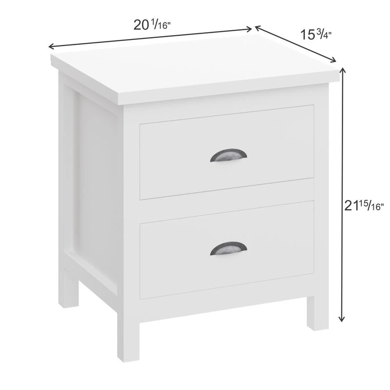 Versatile White 2-Drawers Nightstand, Bedside Table, End Table For Living Room Bedroom, Assembled With Sturdy Solid Wood 6 Versatile White 2-Drawers Nightstand, Bedside Table, End Table For Living Room Bedroom, Assembled With Sturdy Solid Wood - Image 4