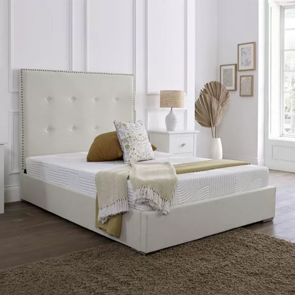 Aria Cream Fabric Upholstered Bed Frame