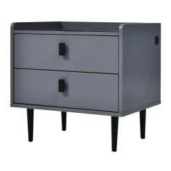 Nightstand With Wireless Charging Station,USB Charging And Adjustable LED Lights, Modern End Table With 2 Drawers For Bedroom,Gray -Bedroom Furniture Shop 166e2102fdcc40908740346917ee2f66