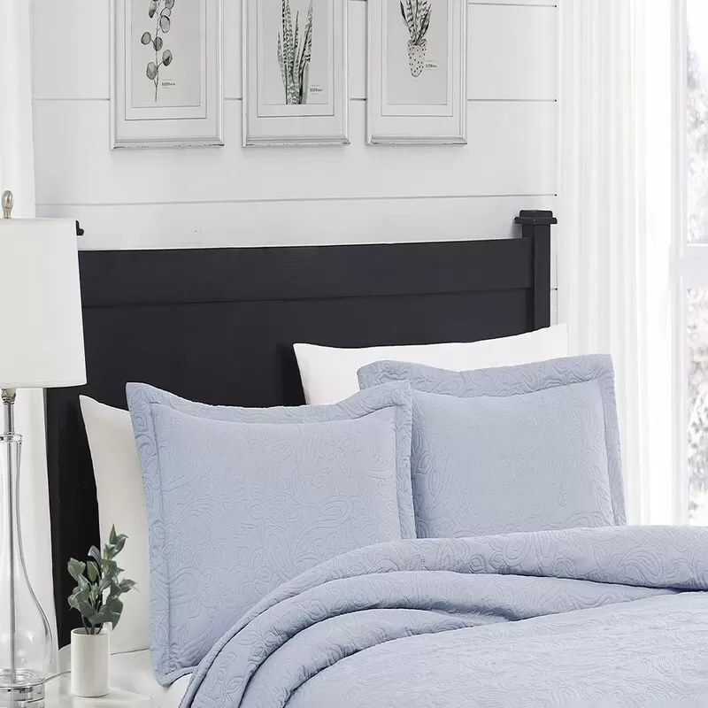 RT Designers Collection Milla 3pc Pinsonic Premium Quality All Season Quilt Set For Revitalize Bedroom King Blue Blue 4 RT Designers Collection Milla 3pc Pinsonic Premium Quality All Season Quilt Set For Revitalize Bedroom King Blue Blue - Image 2