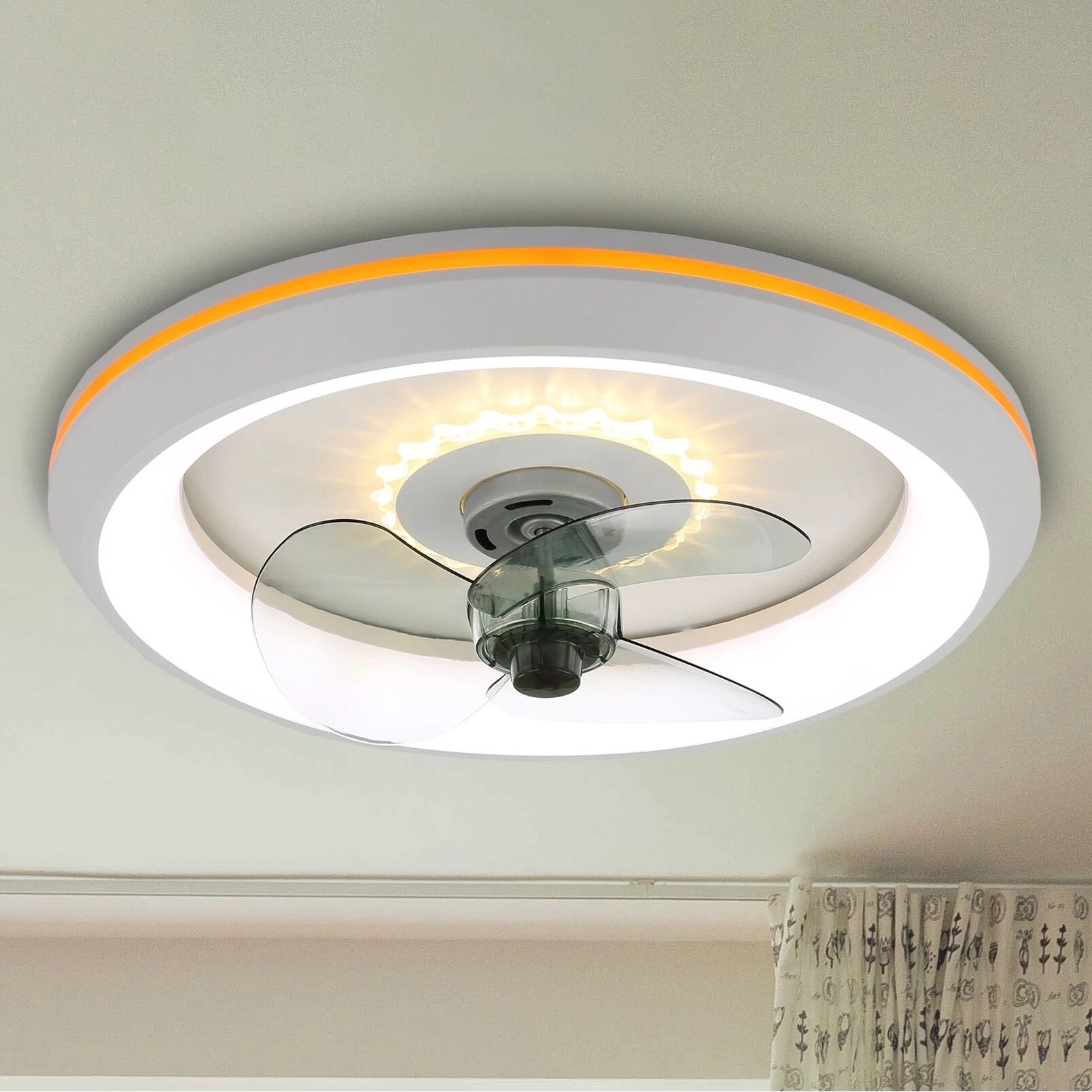 20" Modern Flush Mount Ceiling Fan App Control Ceiling Fan With LED Light Included 3 Color Tones And 6 Fan Speed For Bedroom 4 20" Modern Flush Mount Ceiling Fan App Control Ceiling Fan With LED Light Included 3 Color Tones And 6 Fan Speed For Bedroom - Image 2