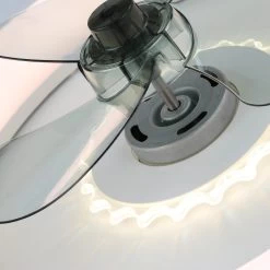 20" Modern Flush Mount Ceiling Fan App Control Ceiling Fan With LED Light Included 3 Color Tones And 6 Fan Speed For Bedroom