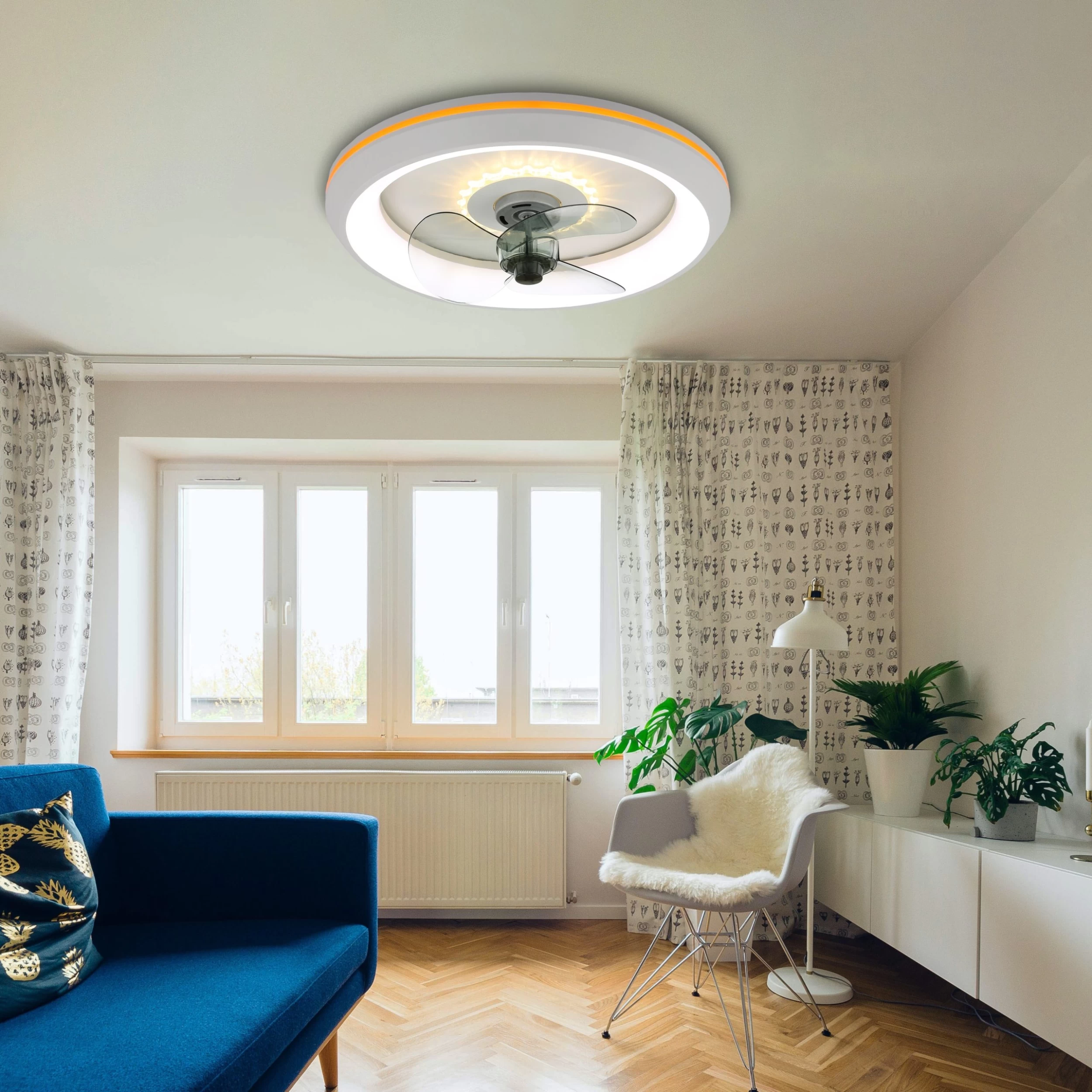 20" Modern Flush Mount Ceiling Fan App Control Ceiling Fan With LED Light Included 3 Color Tones And 6 Fan Speed For Bedroom 7 20" Modern Flush Mount Ceiling Fan App Control Ceiling Fan With LED Light Included 3 Color Tones And 6 Fan Speed For Bedroom - Image 5