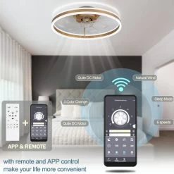 19.7" Modern App Control Remote Control Ceiling Fan Dimming Light Kit Included Bedroom Ceiling Fan With 3 Color Tones 6 Speed -Bedroom Furniture Shop 19.7E2809D Modern App Control Remote Control Ceiling Fan Dimming Light Kit Included Bedroom Ceiling Fan with 3 color tones 6 Speed 14