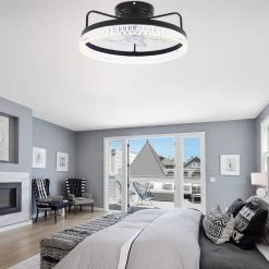 19.9" Crystal Flush Mount Ceiling Fan App Control Remote Control 6 Fan Speed 3 Light Tones With Dimming Function For Bedroom -Bedroom Furniture Shop 19.9E2809D Crystal Flush Mount Ceiling Fan App Control Remote Control 6 Fan Speed 3 Light Tones with Dimming function for Bedroom 12