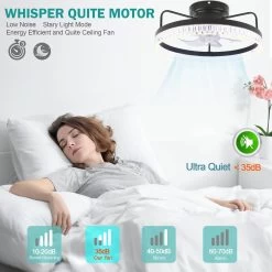 19.9" Crystal Flush Mount Ceiling Fan App Control Remote Control 6 Fan Speed 3 Light Tones With Dimming Function For Bedroom -Bedroom Furniture Shop 19.9E2809D Crystal Flush Mount Ceiling Fan App Control Remote Control 6 Fan Speed 3 Light Tones with Dimming function for Bedroom 15