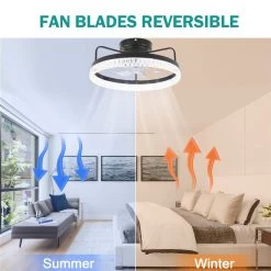 19.9" Crystal Flush Mount Ceiling Fan App Control Remote Control 6 Fan Speed 3 Light Tones With Dimming Function For Bedroom -Bedroom Furniture Shop 19.9E2809D Crystal Flush Mount Ceiling Fan App Control Remote Control 6 Fan Speed 3 Light Tones with Dimming function for Bedroom 16