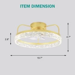 19.9" Crystal Flush Mount Ceiling Fan App Control Remote Control 6 Fan Speed 3 Light Tones With Dimming Function For Bedroom -Bedroom Furniture Shop 19.9E2809D Crystal Flush Mount Ceiling Fan App Control Remote Control 6 Fan Speed 3 Light Tones with Dimming function for Bedroom 3