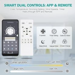 19.9" Crystal Flush Mount Ceiling Fan App Control Remote Control 6 Fan Speed 3 Light Tones With Dimming Function For Bedroom -Bedroom Furniture Shop 19.9E2809D Crystal Flush Mount Ceiling Fan App Control Remote Control 6 Fan Speed 3 Light Tones with Dimming function for Bedroom 8