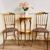 1960s Italian Brass Chairs, Hollywood Regency Style, Couple Pair Of Golden Brass Romantic Boudoir Chair, Bedroom Chairs