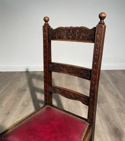 19th Century Pair Of Carved Bedroom Chairs / Hall Chairs In Oak -Bedroom Furniture Shop 19th century pair of carved bedroom chairs hall chairs in oak sku30728336 0 4