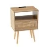 Rattan End Table With Power Outlet & USB Ports , Modern Nightstand With Drawer And Solid Wood Legs, Side Table For Living Roon, Bedroom,natural Natural -Bedroom Furniture Shop 1b4e5633670647f99f5a1d83cff95c26