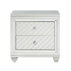 Classic Style Silver Finish Nightstand 1pc Diamond Pattern Drawers Fronts Glamorous Design Bedroom Furniture -Bedroom Furniture Shop 1c58a596aa64434390d324b8065862fc