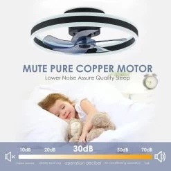 20 In. Black Low Profile Ceiling Fan With Light 6-Speed Flush Mount Ceiling Fan With App Smart Remote Control For Bedroom -Bedroom Furniture Shop 20 in. Black Low Profile Ceiling Fan with Light 6 Speed Flush Mount Ceiling Fan with App Smart Remote Control for Bedroom 5
