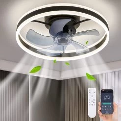 20 In. Black Low Profile Ceiling Fan With Light 6-Speed Flush Mount Ceiling Fan With App Smart Remote Control For Bedroom -Bedroom Furniture Shop 20 in. Black Low Profile Ceiling Fan with Light 6 Speed Flush Mount Ceiling Fan with App Smart Remote Control for Bedroom 9