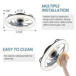 20 In. Black Modern Ceiling Fan With Light Low Profile LED Dimmable Indoor Flush Mount Ceiling Fan With Remote For Bedroom 23 20 In. Black Modern Ceiling Fan With Light Low Profile LED Dimmable Indoor Flush Mount Ceiling Fan With Remote For Bedroom -Bedroom Furniture Shop 20 in. Modern Ceiling Fan With Light and Remote Low Profile Black Indoor LED Flush Mount Ceiling Fan for Bedroom 6