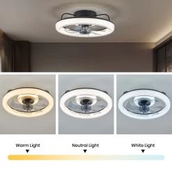 20 In. Black Modern Ceiling Fan With Light Low Profile LED Dimmable Indoor Flush Mount Ceiling Fan With Remote For Bedroom 24 20 In. Black Modern Ceiling Fan With Light Low Profile LED Dimmable Indoor Flush Mount Ceiling Fan With Remote For Bedroom -Bedroom Furniture Shop 20 in. Modern Ceiling Fan With Light and Remote Low Profile Black Indoor LED Flush Mount Ceiling Fan for Bedroom 7