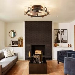 20 In. Modern Farmhouse Flush Mount Ceiling Fan Light With Remote Black 6-Light LED Low Profile Ceiling Fan For Bedroom -Bedroom Furniture Shop 20 in. Modern Farmhouse Flush mount Ceiling Fan Light with Remote Black 6 Light LED Low Profile Ceiling Fan for Bedroom 2