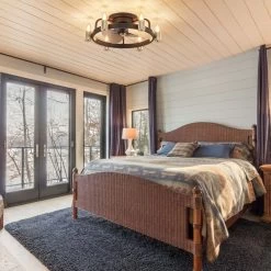 20 In. Modern Farmhouse Flush Mount Ceiling Fan Light With Remote Black 6-Light LED Low Profile Ceiling Fan For Bedroom -Bedroom Furniture Shop 20 in. Modern Farmhouse Flush mount Ceiling Fan Light with Remote Black 6 Light LED Low Profile Ceiling Fan for Bedroom 3