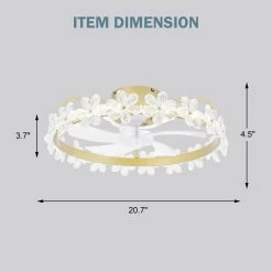 20" Golden Crystal Flowers Ceiling Fan With LED Kit 3 Color Tone 6 Fan Speed App Control And Remote Control Bedroom Ceiling Fan -Bedroom Furniture Shop 2022 Golden Crystal Flowers Ceiling Fan with LED Kit 3 Color Tone 6 Fan Speed App Control and Remote Control Bedroom Ceiling Fan 7