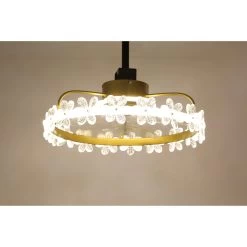 20" Golden Crystal Flowers Ceiling Fan With LED Kit 3 Color Tone 6 Fan Speed App Control And Remote Control Bedroom Ceiling Fan -Bedroom Furniture Shop 2022 Golden Crystal Flowers Ceiling Fan with LED Kit 3 Color Tone 6 Fan Speed App Control and Remote Control Bedroom Ceiling Fan 8