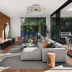 20" Vintage Cream White Caged Light Ceiling Fan, Flush Mount Drum Shaped Classic Ceiling Fan For Bedroom -Bedroom Furniture Shop 2022 Low Profile Vantage Cream White Caged Light With Ceiling Fan2C Flush Mount Drum Shaped Ceiling Fan2C Remote Control 3