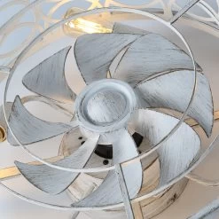 20" Vintage Cream White Caged Light Ceiling Fan, Flush Mount Drum Shaped Classic Ceiling Fan For Bedroom -Bedroom Furniture Shop 2022 Low Profile Vantage Cream White Caged Light With Ceiling Fan2C Flush Mount Drum Shaped Ceiling Fan2C Remote Control 6